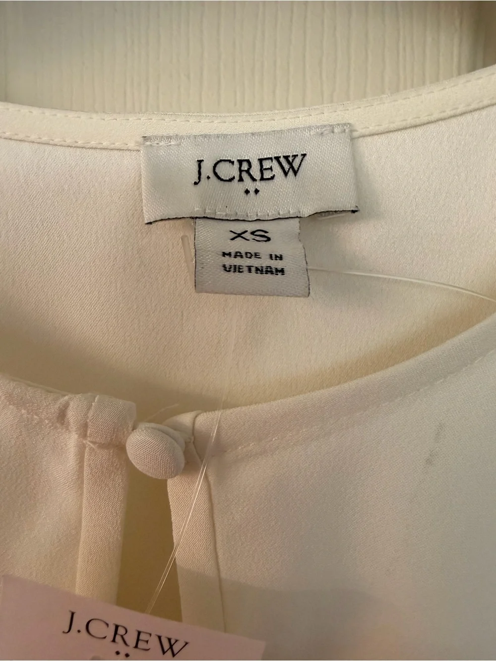 J. Crew Ivory Long-Sleeve Keyhole Blouse